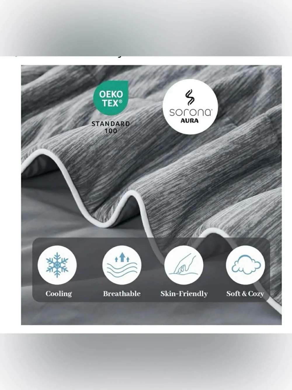 Gray Cooling King size Comforter -Dual sided Lightweight Cooling for Hot Sleeper